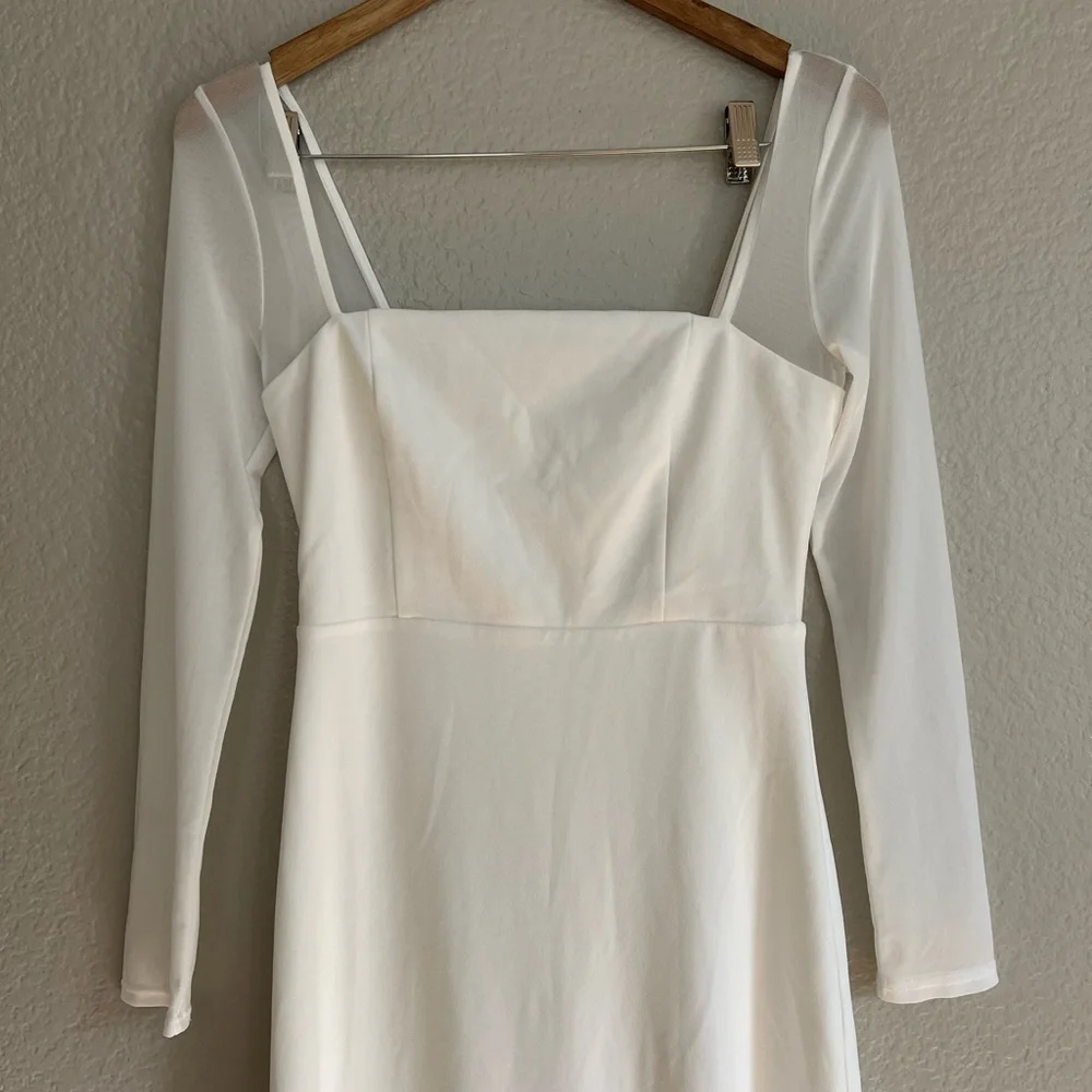 Lovingly Yours White Mesh Long Sleeve Maxi Dress - Picture 5 of 9